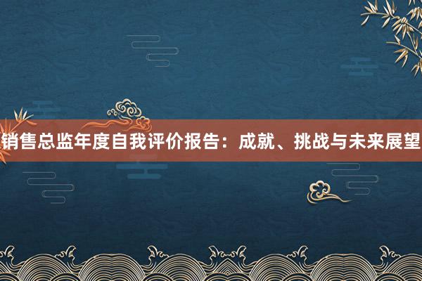 销售总监年度自我评价报告：成就、挑战与未来展望